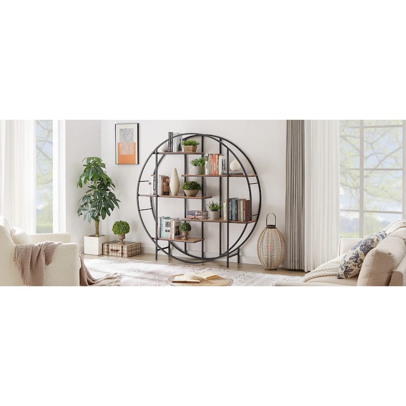 Round 5-Tier Metal Plant Stand Bookcase Storage Rack