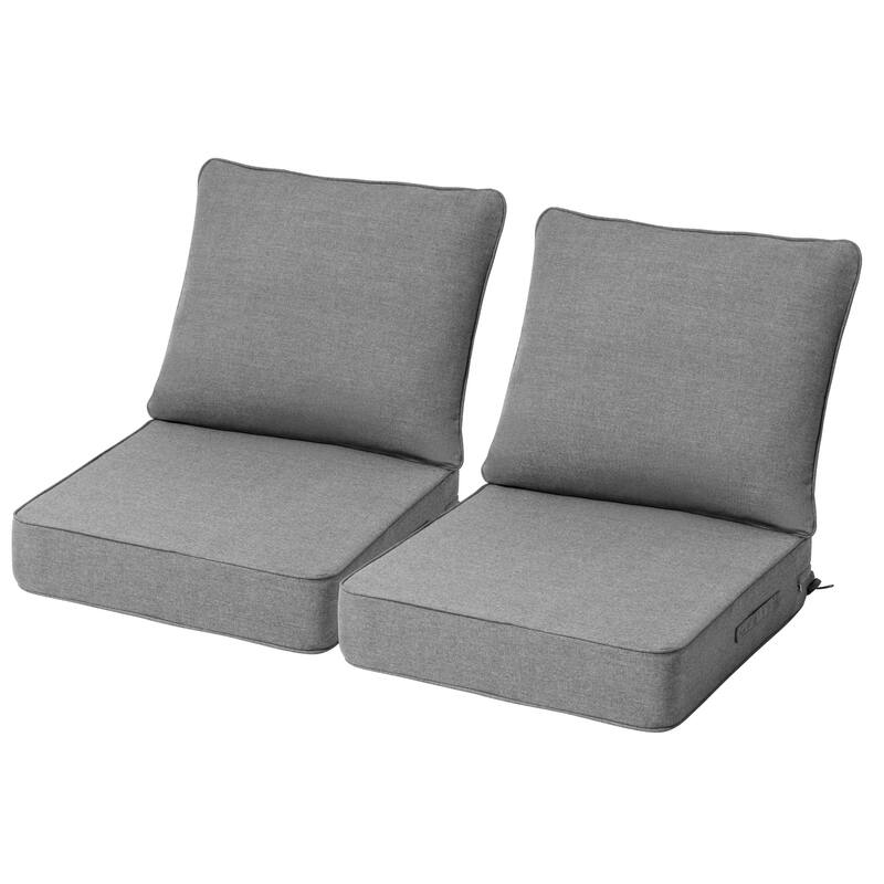 24''Wx24''Dx5.5''in T Outdoor Indoor Patio Premium Fabric Seat Cushions Set (Seat & Back) - 2PC - LightGrey
