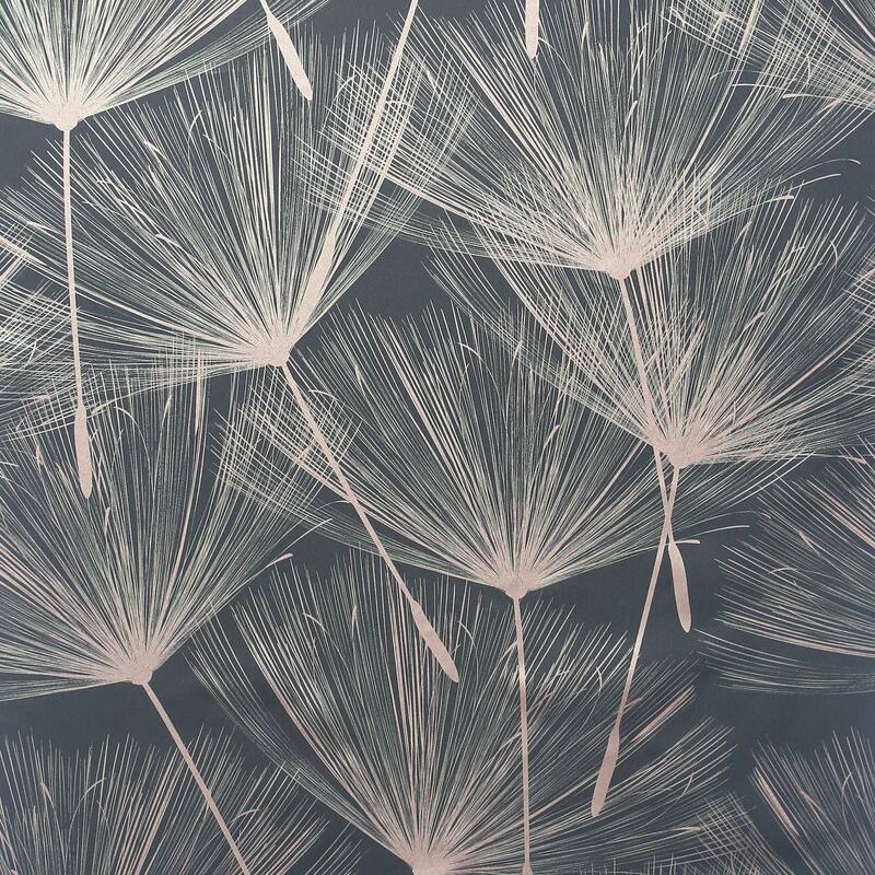 Arthouse Kazue Metallic Dandelion Wallpaper - Grey