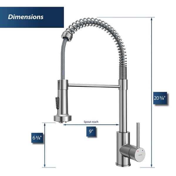dimension image slide 3 of 5, Karran Loxton Touchless Single-Handle Pull-Down Sprayer Kitchen Faucet