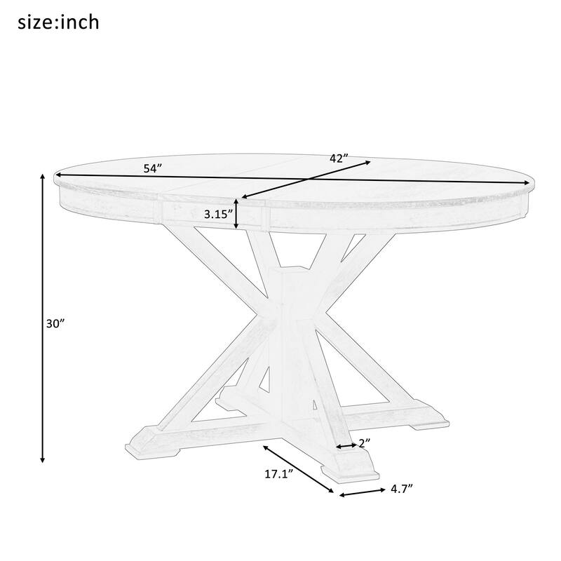 Functional Retro Extendable Solid Wood Dining Table with a 12" Leaf