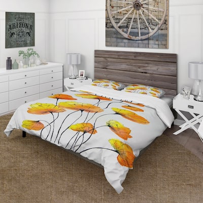 Designart 'Yellow Country Flowers' Traditional Duvet Cover Set