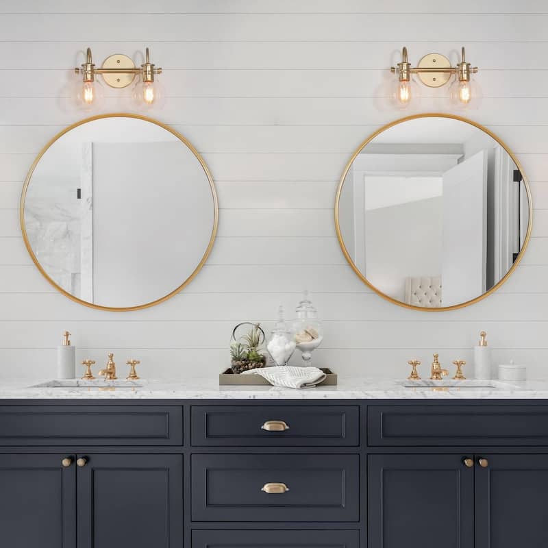 Bela Modern Gold 4-Light Bathroom Vanity Lights Glass Dimmable Wall Sconces