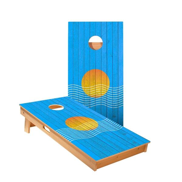 slide 2 of 5, Sunset Waves Cornhole Boards NO Bags - Add Board Lights