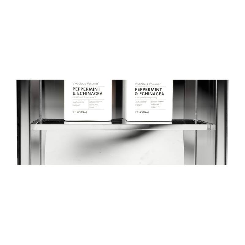 ALFI brand 12 x 24 Polished Stainless Steel Vertical Double Shelf Bath Shower Niche - Grey