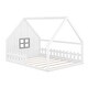 preview thumbnail 10 of 8, Rustic Full Size Wood Kids House Bed with Window and Fence, White