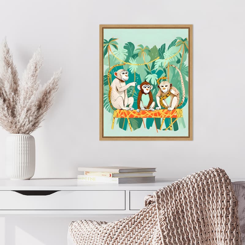Monkey Play Date by Uma Gokhale Framed Canvas Wall Art