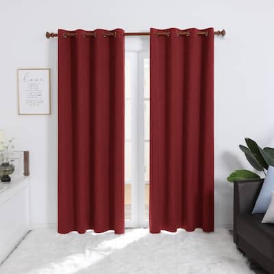 Deconovo Total Blackout Faux Linen Curtains 2 Panels