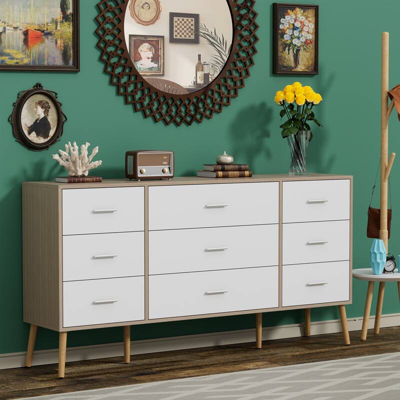 9 Drawers Chest Of Dresser Storage Cabinet - White