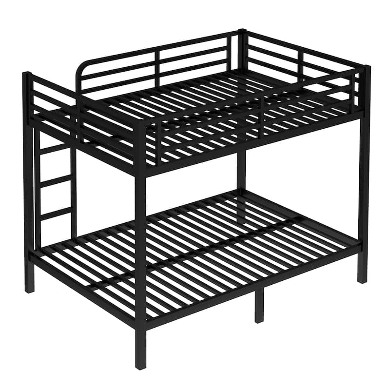 Space-Saving Full over Full Metal Bunk Bed for Teens and Adults, Noise Reduced, No Box Spring Needed, Black