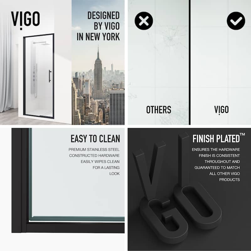VIGO Astoria Framed Pivot Shower Door