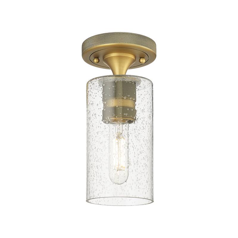 Innovations Lighting 434-1F-10-4 Crown Point Flush Crown Point 4" Wide - Brushed Brass / Seedy