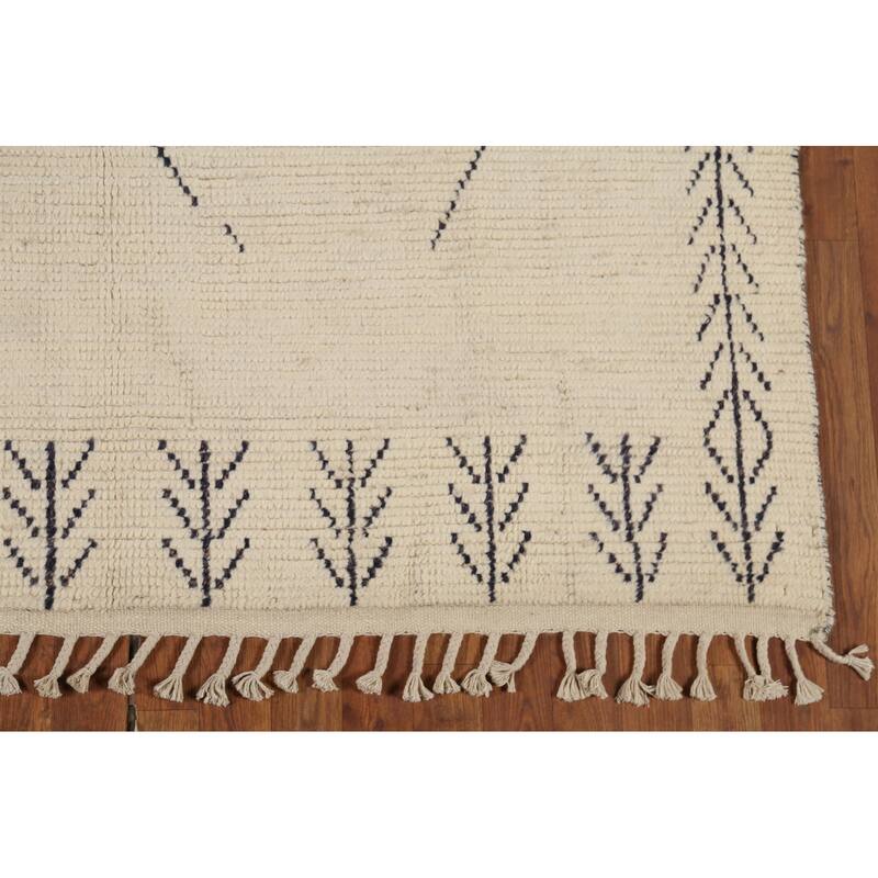 Moroccan Oriental Area Rug Handmade Abstract Wool Carpet - 5'11"x 9'8"