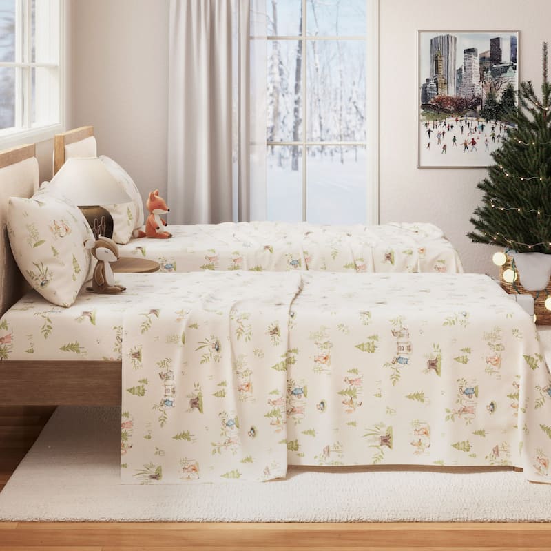 Linery & Co. Ultra-Soft Turkish Cotton Flannel Christmas Print Sheet Set