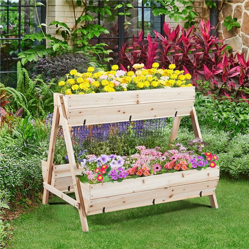 Yaheetech Wooden Raised Garden Bed for Flowers Vegetables Herbs - Wood