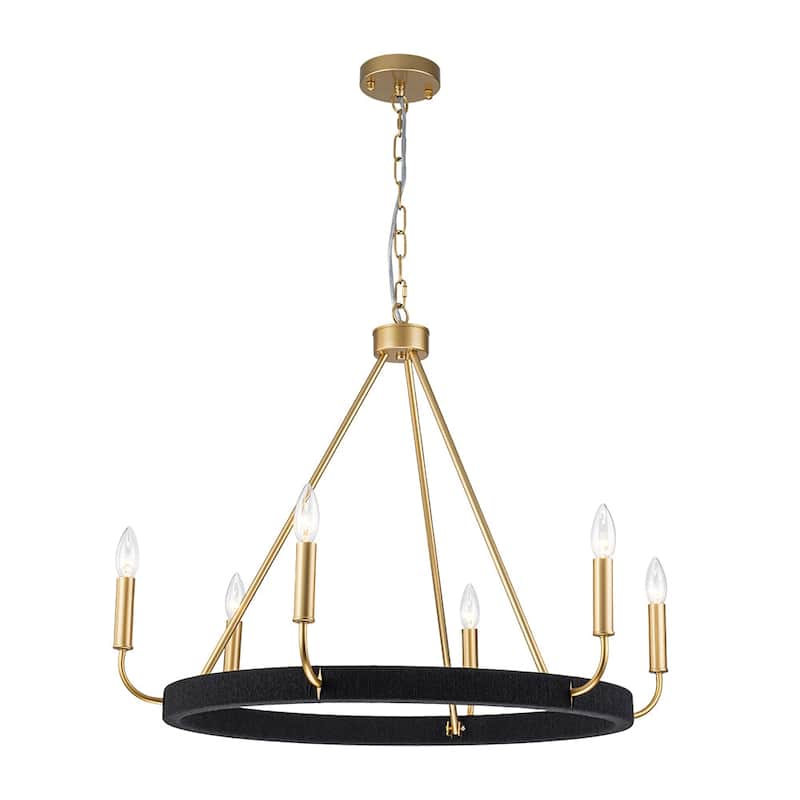 Modern Lodge 6-Light Candle-style Circular Chandelier - 30.1 in