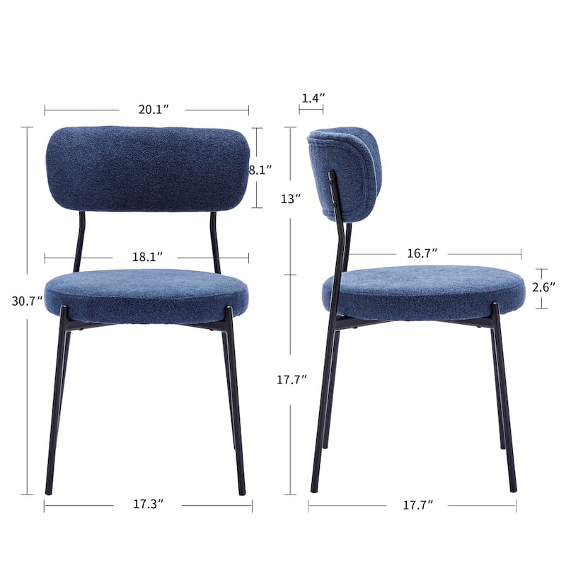 Textured Boucle 17.5" Seat Height Padded Dining Chairs