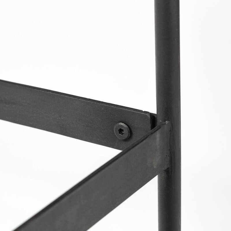 Glenn I Square Dark Brown Wood and Iron Black Frame Side Table