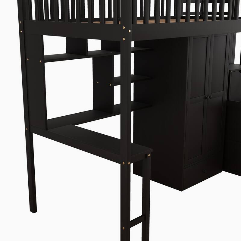 Loft Bed with Bookshelf
