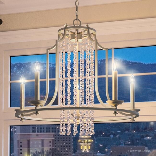 Luxury Moroccan Chandelier, 24"H x 28"W, with Shabby Chic Style, Antique Silver Finish by Urban Ambiance (60 to 100 Watts - Steel - Nickel - 4 to 6 - - Chandeliers For Bedrooms by Overstock.com