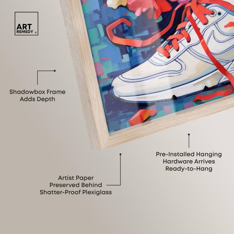 Whimsical Sneaker with Flowers Shadowbox by Art Remedy