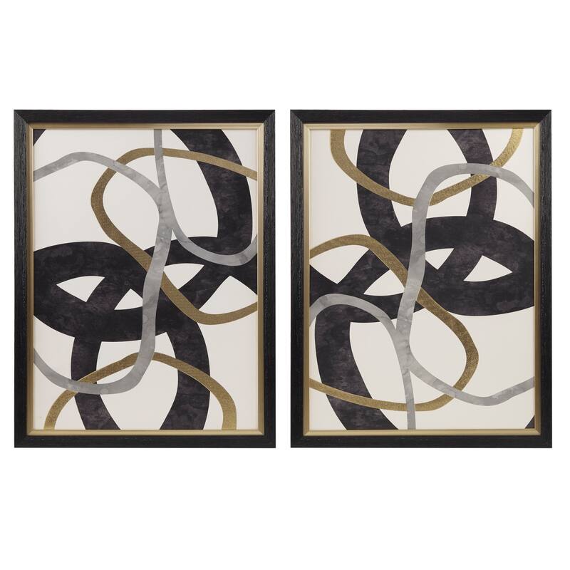 Madison Park Moving Midas Gold Foil Abstract 2-piece Framed Canvas Wall Art Set