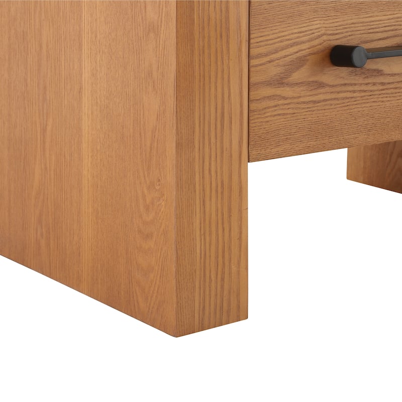 Christopher Knight Home - Mina Modern 2-Drawer Nightstand with Black Metal Handles