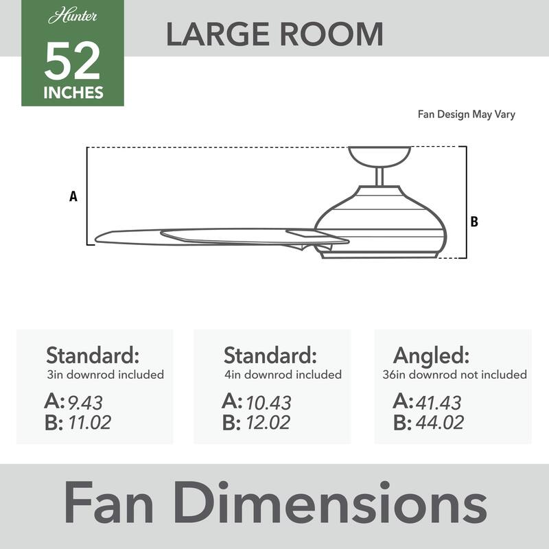 Hunter 52" Burton Outdoor Ceiling Fan and Wall Control - Farmhouse, Industrial, Transitional - Damp Rated - Exclusive SureSpeed!