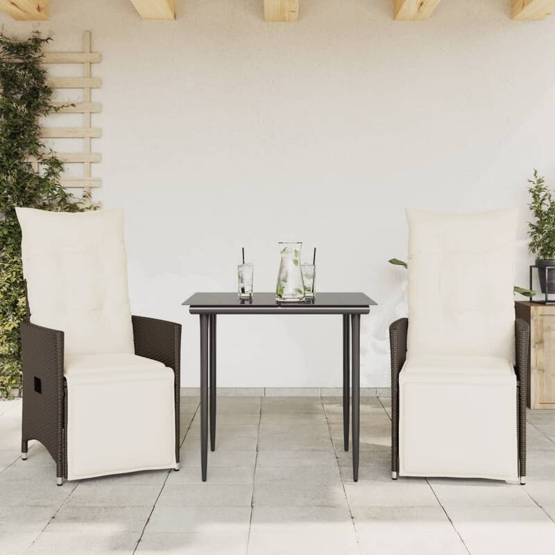 vidaXL Reclining Patio Chairs with Cushions Armchair Outdoor Seating Poly Rattan - 23.2 x 22.0 x 36.2
