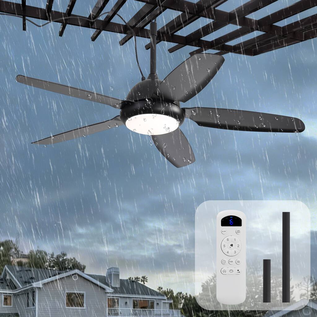 Sofucor 52 Inch Waterproof Outdoor Ceiling Fan with Lights and Remote,IP65 Hanging Gazebo Fan,Wet Rated Plug in Fan with Cord