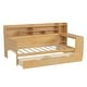 preview thumbnail 7 of 15, Wooden Twin Size Daybed with Storage Shelves, Multi-functional Bed with 2 Storage Drawers and Study Desk, Natural