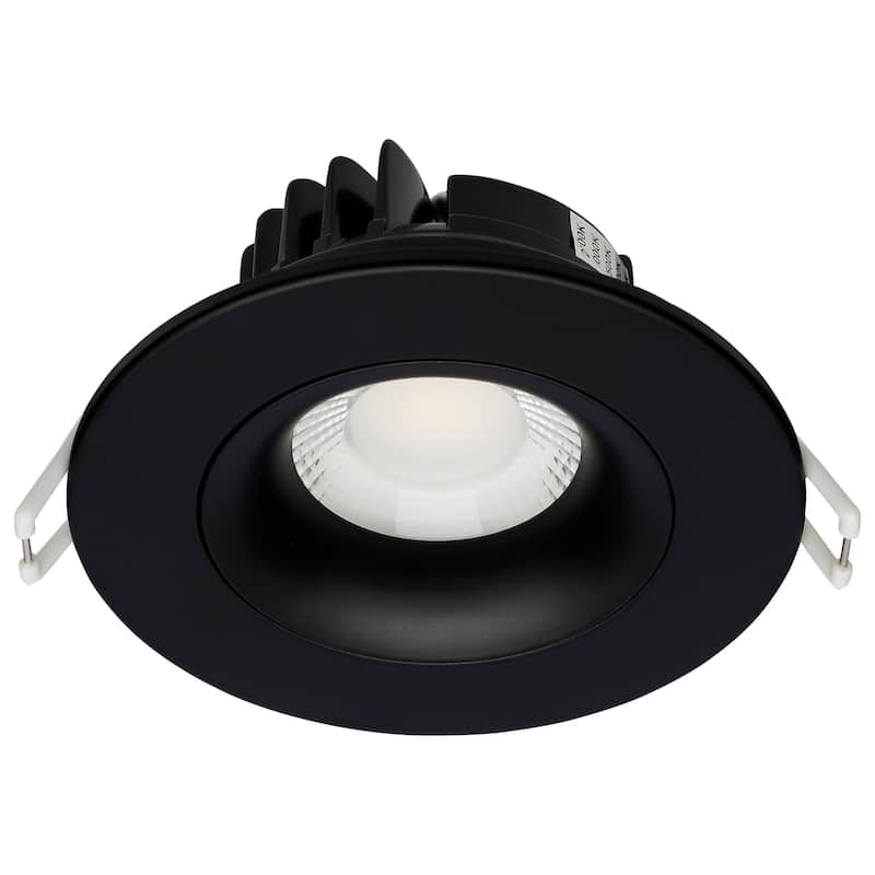 12W LED Direct Wire Downlight Gimbaled 3.5In CCT Selectable Round Remote Driver Black 840L