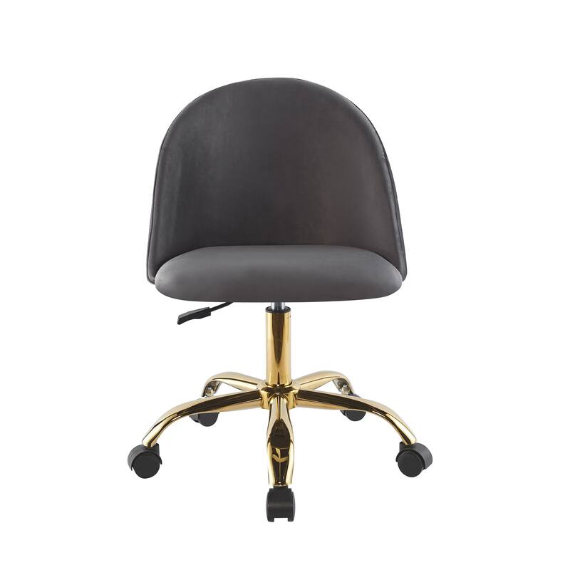Porthos Home Hux Office Chair, Velvet Upholstery, Gold Chrome Legs