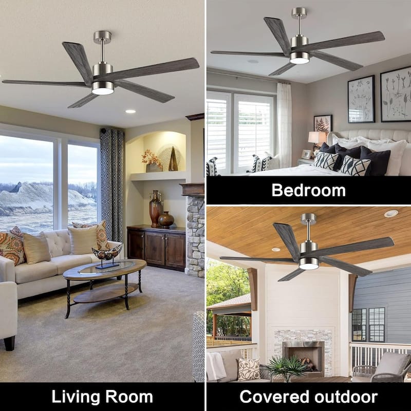 72" Brushed Nickel Aero Blade Ceiling Fan with LED Light and Remote - Brushed Nickel - 72"D x 72"W x 21"H