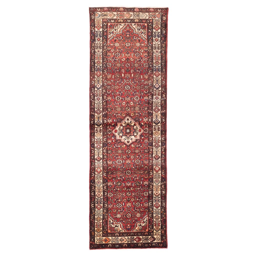 ECARPETGALLERY Hand-knotted Andelz Red Wool Rug - 3'2 x 10'0