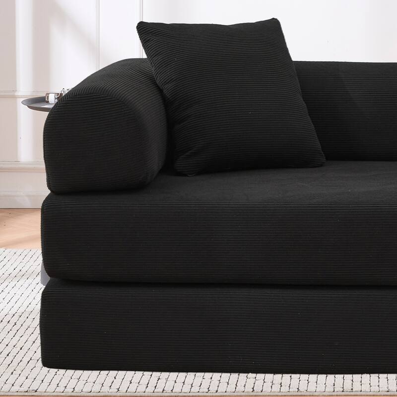Convertible Sofa Bed, Folding Floor Couch Loveseat with Pillows, Corduroy Multi‑Mode Lounger, Sleeper Mattress