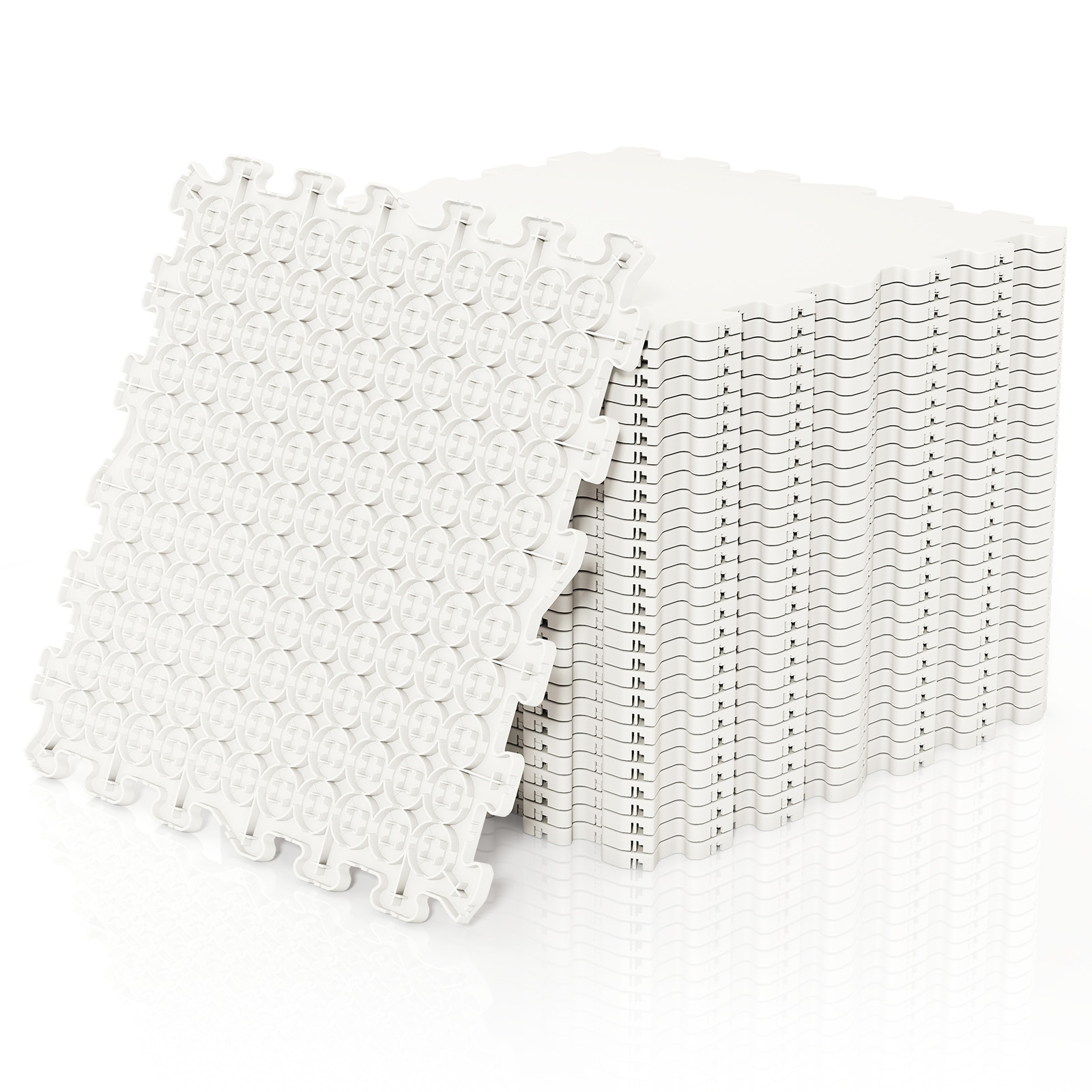 Gymax 30 Pack Hockey Flooring Tiles Dryland Synthetic Ice Tiles for