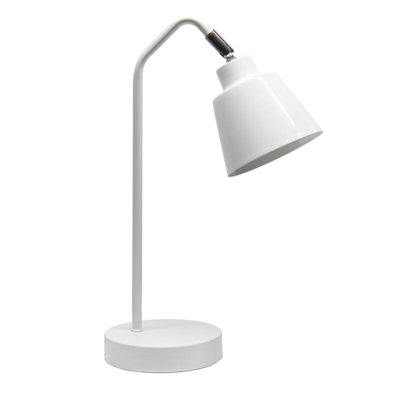 Metal Desk Lamp with Adjustable Cone Shade for Modern Workspace - 7.80 x 5.60 x 16 in. (L x W x H) - White