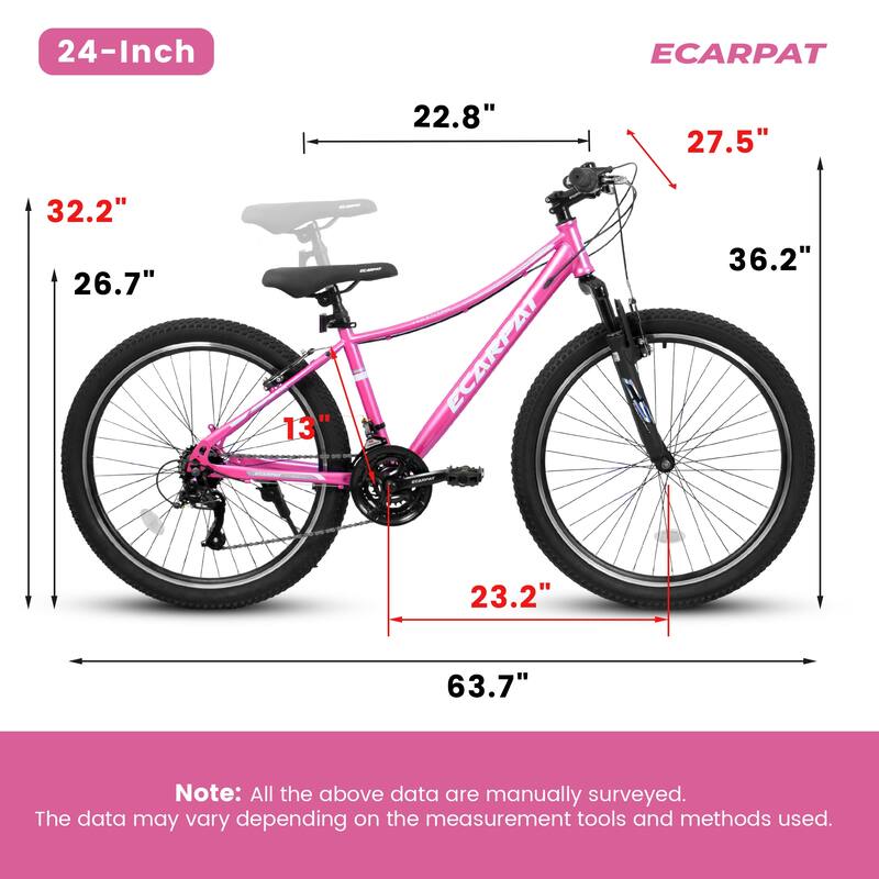 Women/Teens' Bicycle - Shock-Absorbing Front Fork, Multiple Speeds, V-Brakes, Mountain Tires - 24