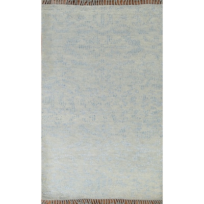 Gray/ Blue Moroccan Area Rug Hand-knotted Wool Carpet - 5'4" x 7'11"