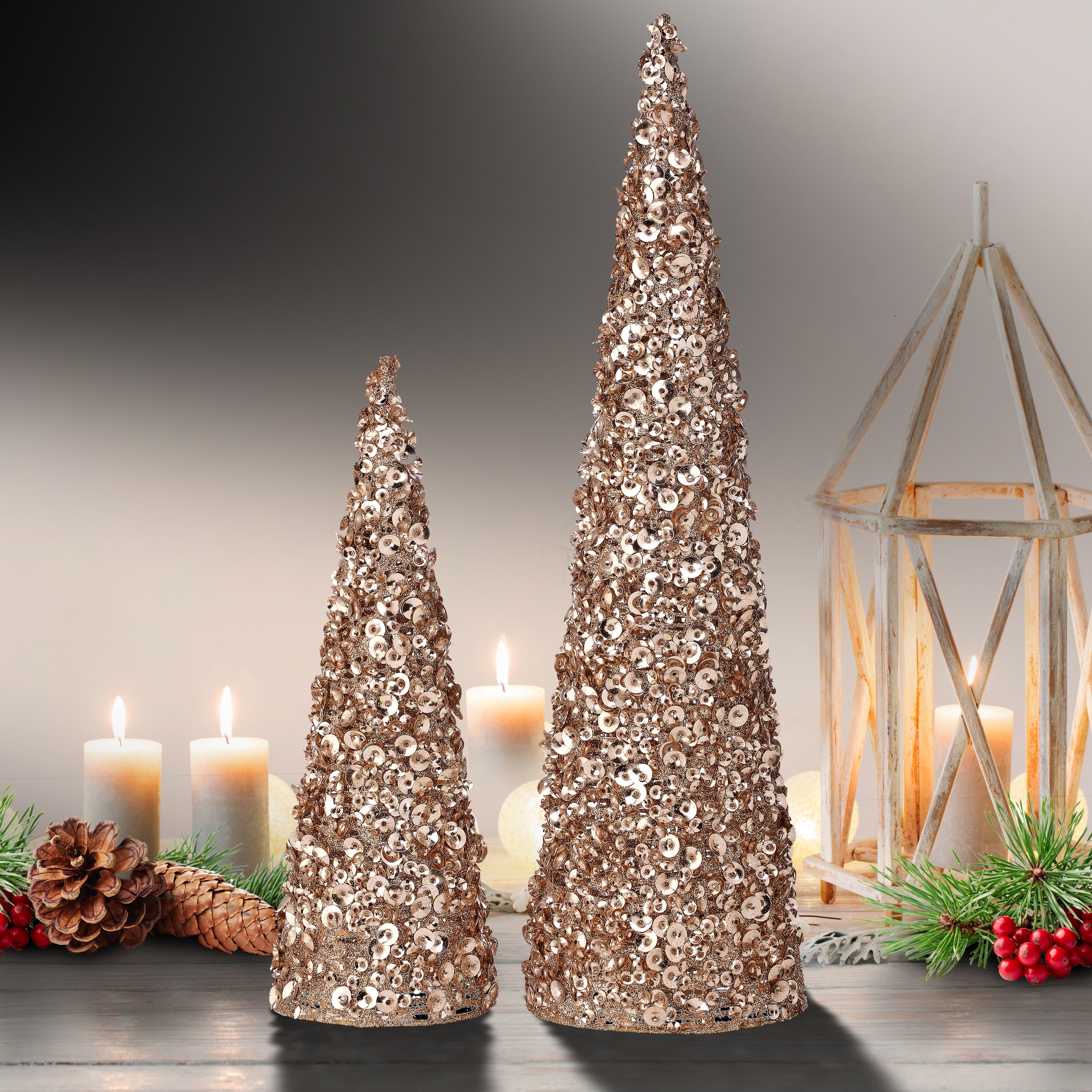 12/18" Glamour Sequin Tree Set of 2