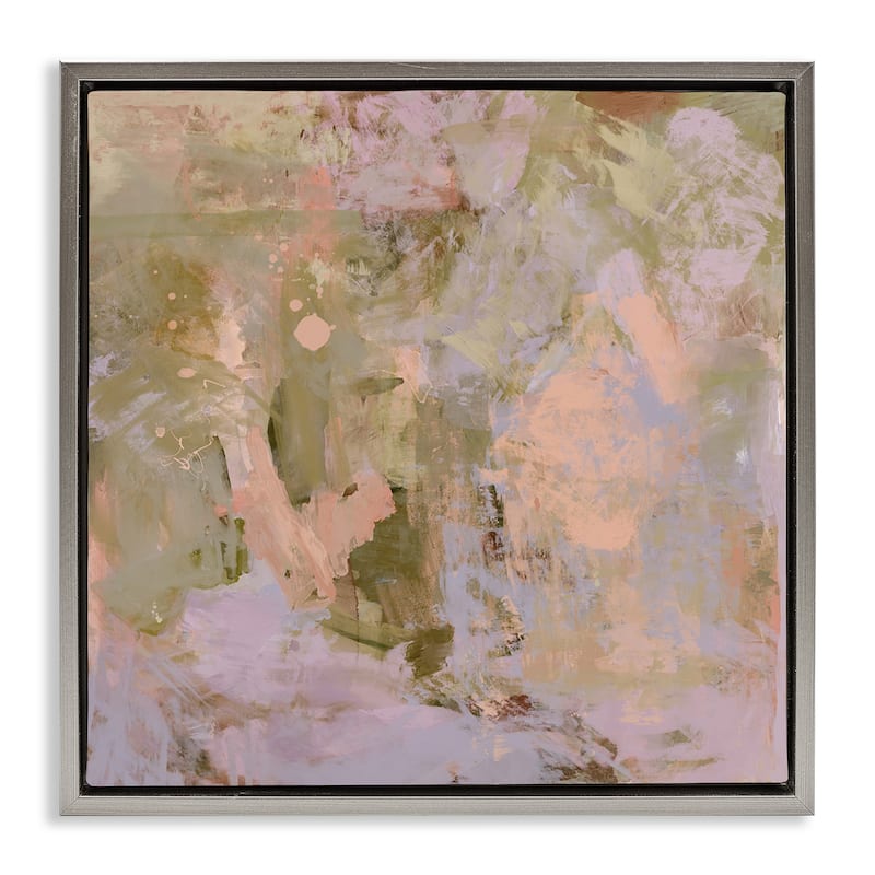 Stupell Earth Tones with Pink Framed Floater Canvas Wall Art Design By Hayley Michelle - 18 x 18 - Grey