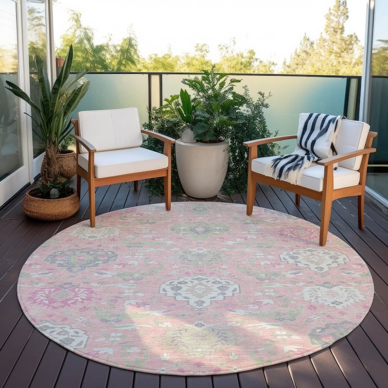 Machine Washable Indoor/ Outdoor Traditional Kashan Chantille Rug