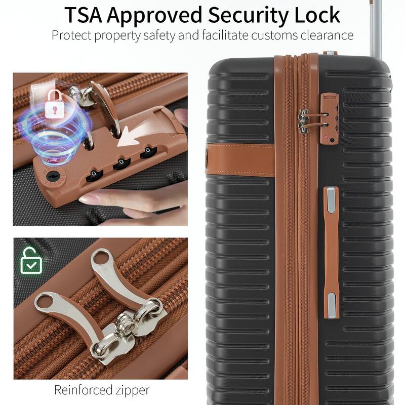 ABS Hard Shell Lightweight Expandable Travel Luggage with 4 Packing Cubes, TSA Lock, Spinner Wheels