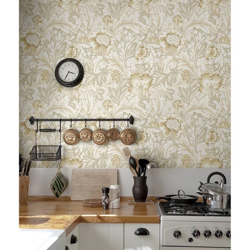 NextWall Acanthus Garden Floral Peel and Stick Wallpaper