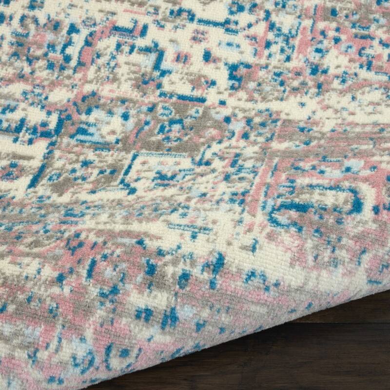 Power Loomed Distressed Floral Non Skid Stain Resistant Area Rug - 144' X '102' X '0.5