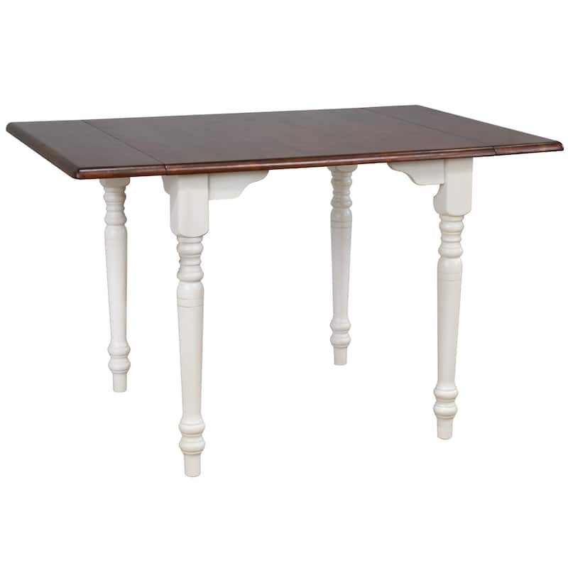 Wooden Rectangular Extendable Drop Leaf Dining Table - 48" - Brown and White