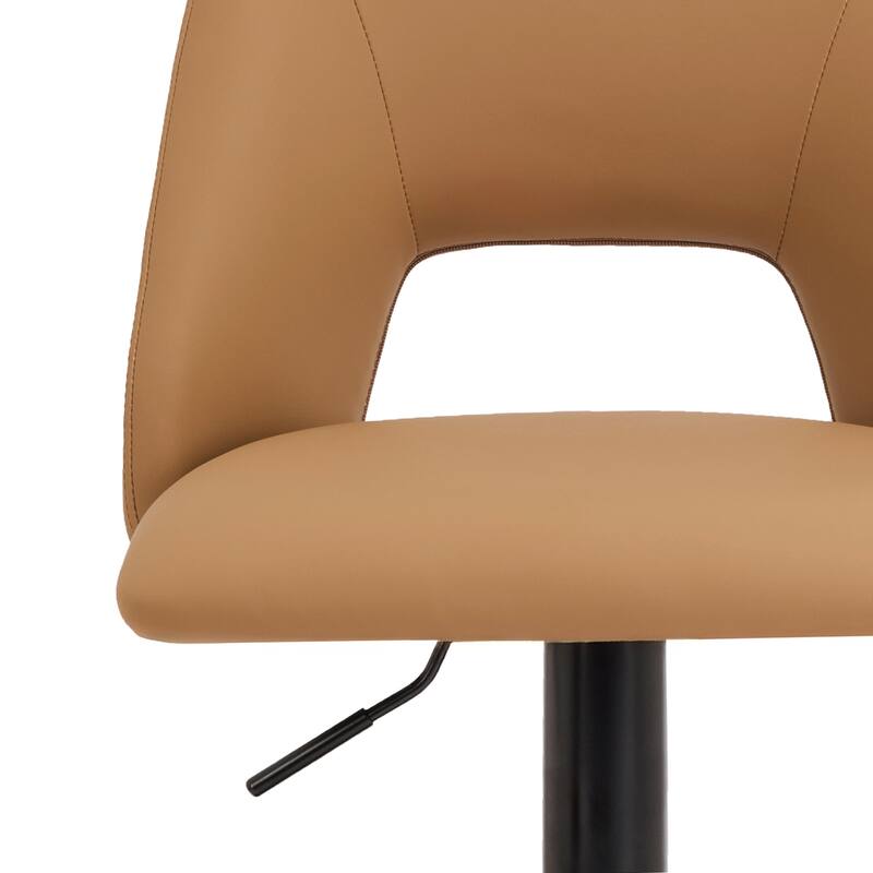 Modern Faux Leather and Metal Adjustable Height Stool, Set of 2