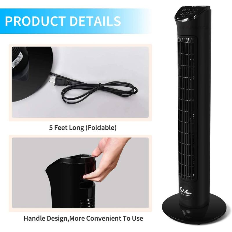 Black Standalone 32 in. Floor Fan with Remote Control