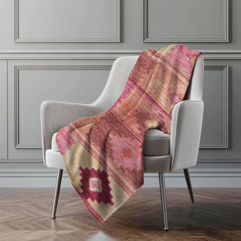 Premium Machine Washable ASB176 Boho Global Sherpa Throw Blanket